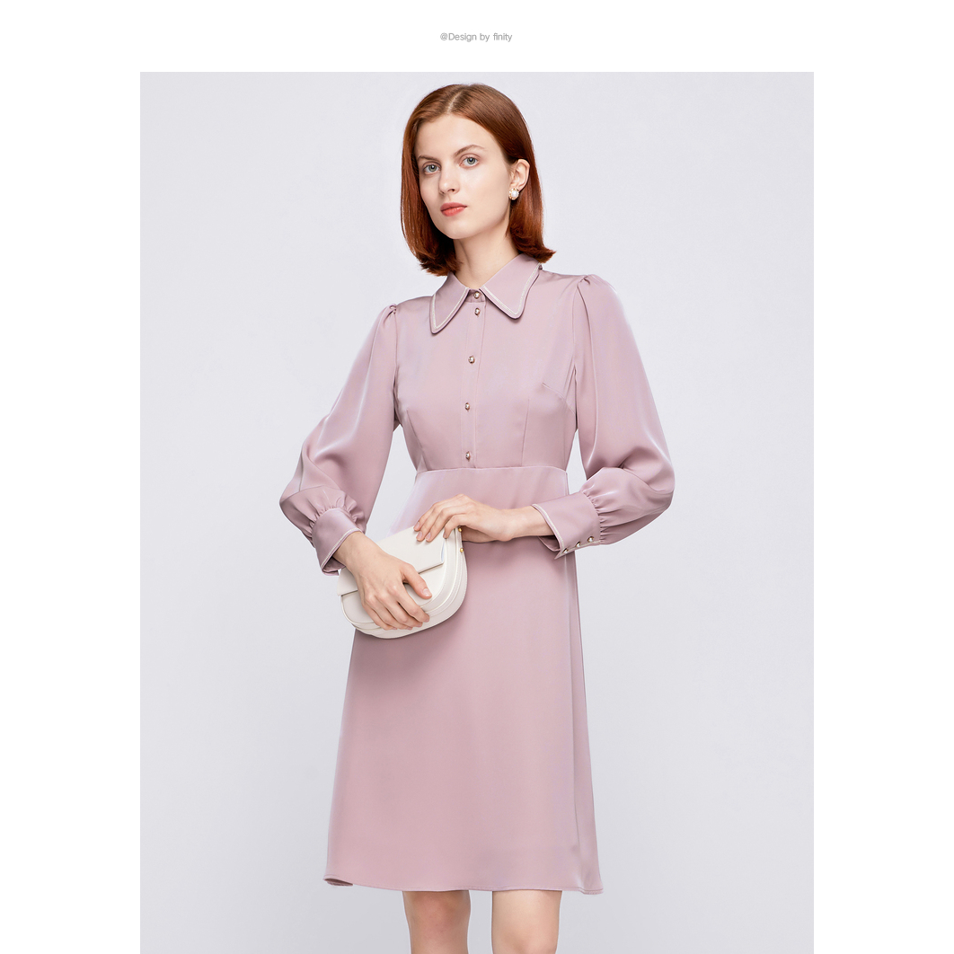 【小晴专属】FINITY 新款气质连衣裙法式收腰纯色裙子 F21V1C02L6