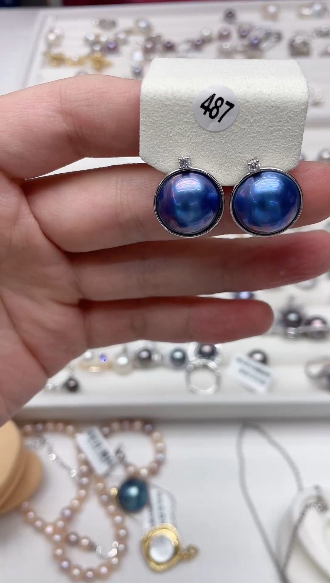 【闪购商品】拼合珍珠（马贝珠）耳饰银S925镶嵌耳饰