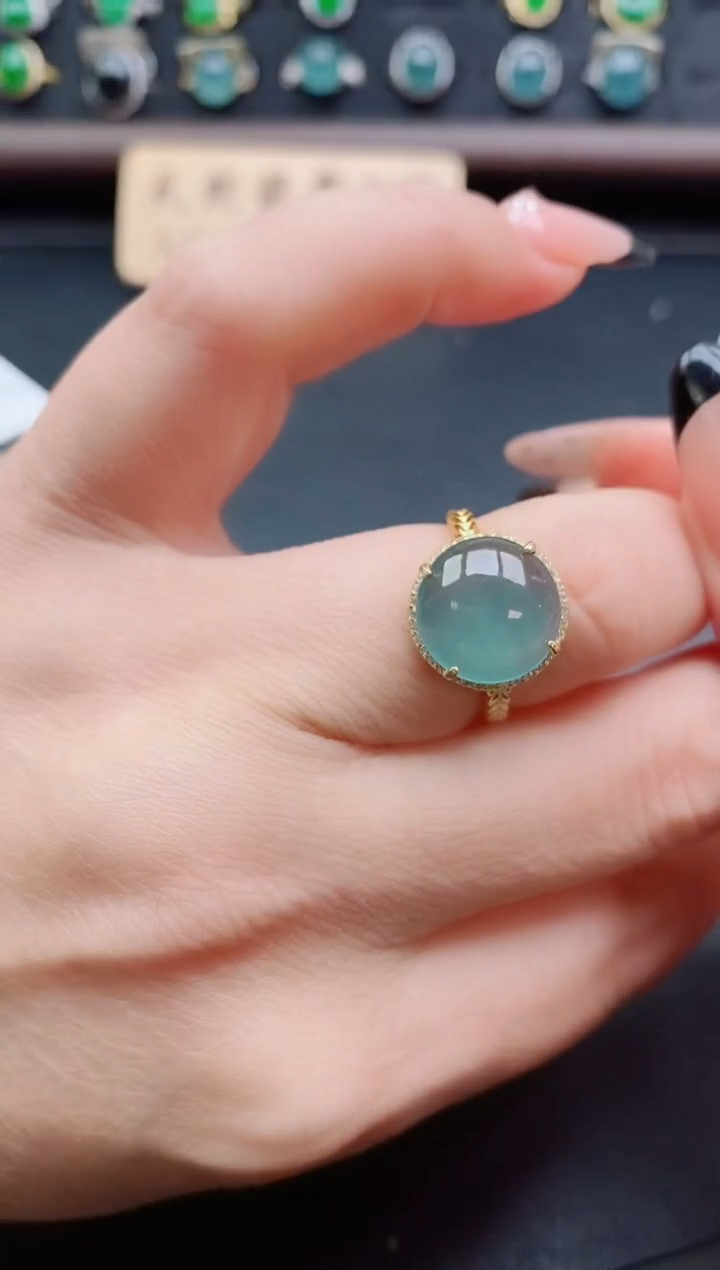 银S925镶嵌戒指翡翠1