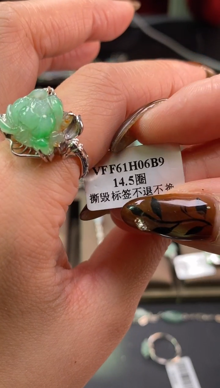 颈饰银S925镶嵌翡翠净货18749