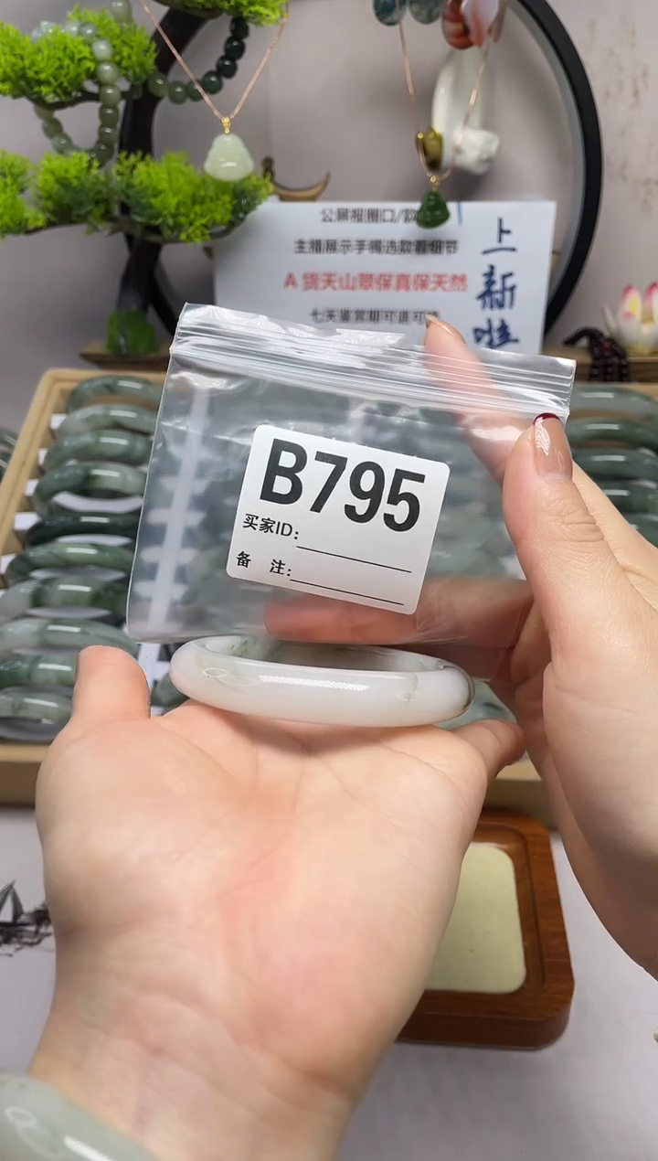 【闪购商品】石英质玉（天山翠）手镯未镶嵌b795