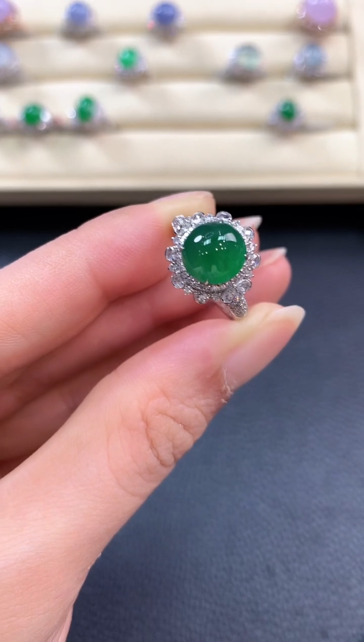 【闪购商品】翡翠戒指18K金镶嵌b151     