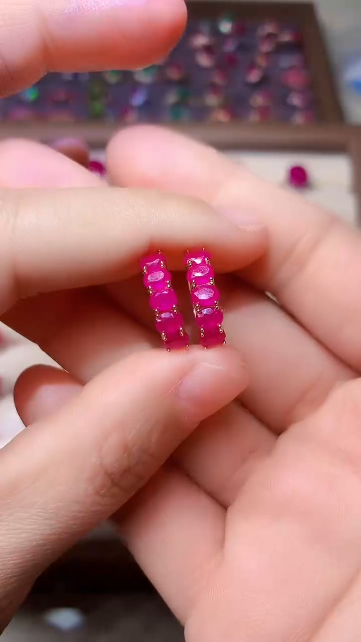 【闪购商品】红宝石耳饰银S925镶嵌000