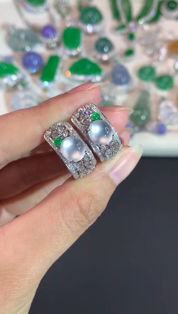 【闪购商品】翡翠耳饰18K金镶嵌A339|29800