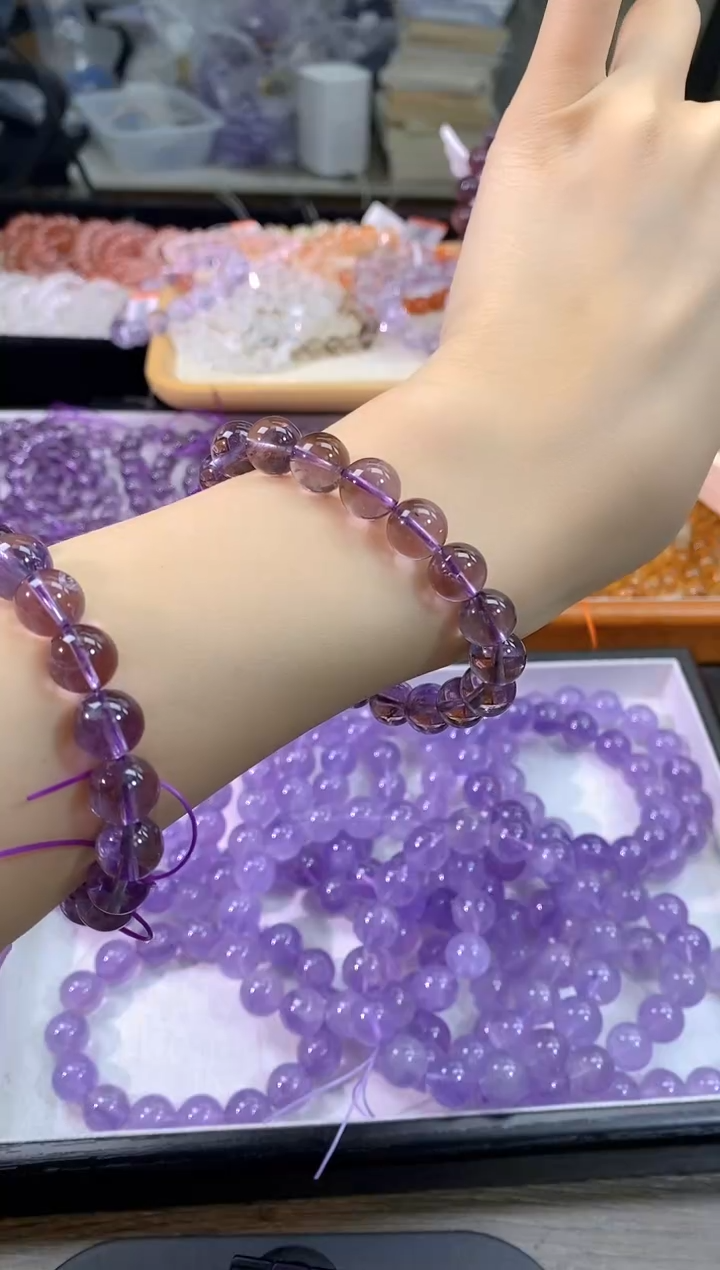 【闪购商品】水晶手链未镶嵌毕业巴西紫黄共生9m+