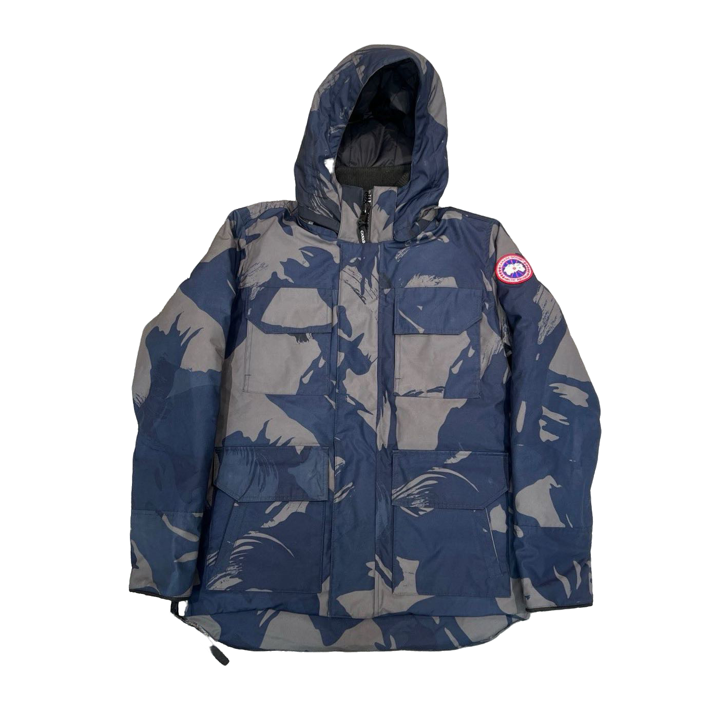 99新 CANADA GOOSE Maitland系列/多口袋连帽羽绒服/经典迷彩/L码