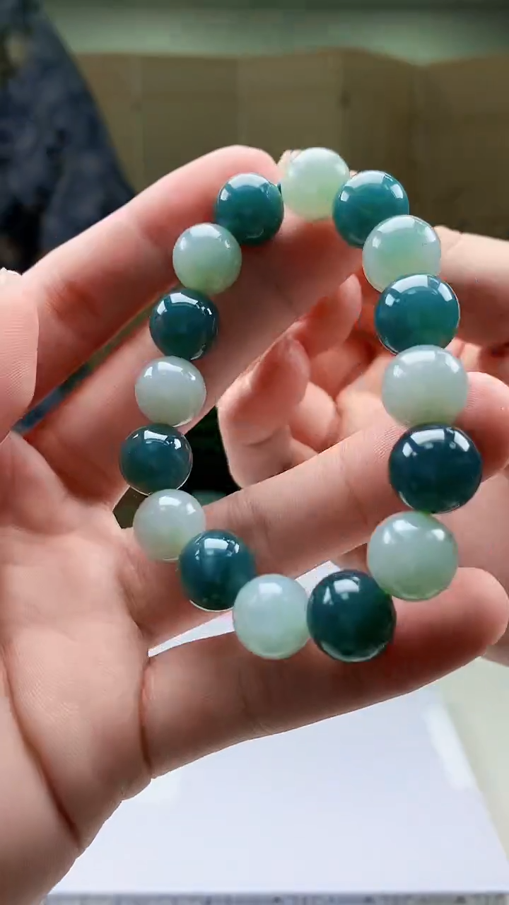 【闪购商品】定制翡翠未镶嵌4688bb-毛货手串84