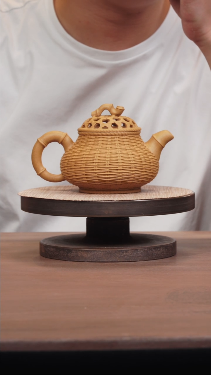茶壶紫砂黄金段竹编潘壶大