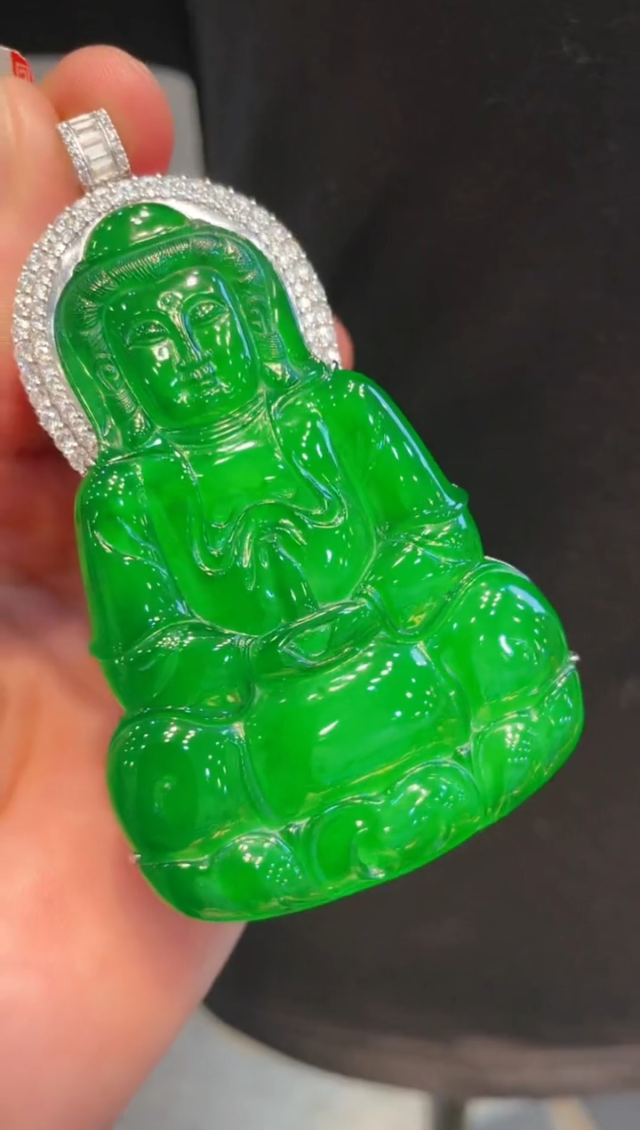 【闪购商品】翡翠颈饰18K金镶嵌A39天然A货翡翠