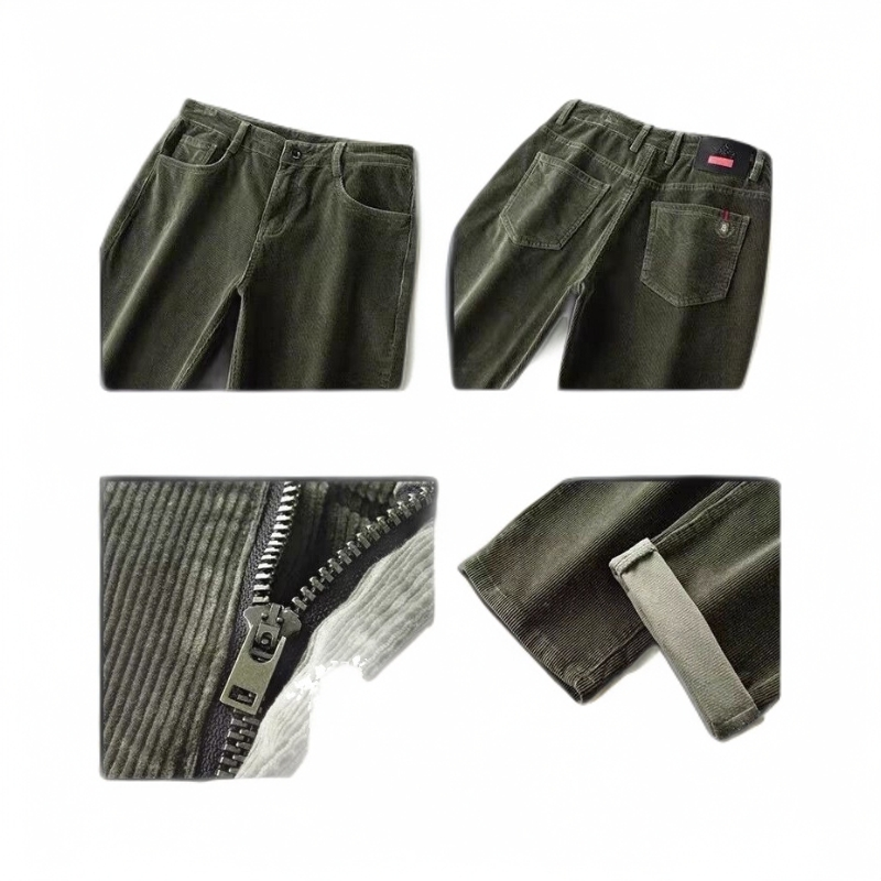 男士冬季商务加绒条绒男裤爸爸装休闲裤直筒长裤春秋款灯芯绒裤子