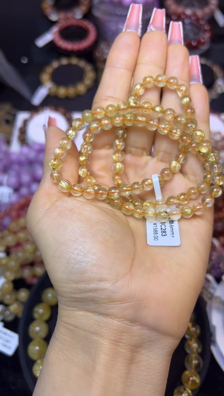 未镶嵌手串水晶金发晶三圈6.2mm
