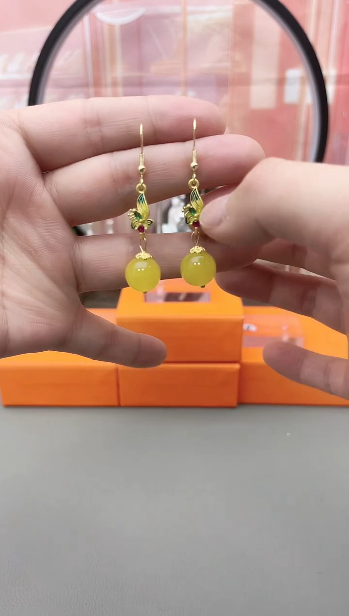 银S925镶嵌耳坠玛瑙/玉髓j551