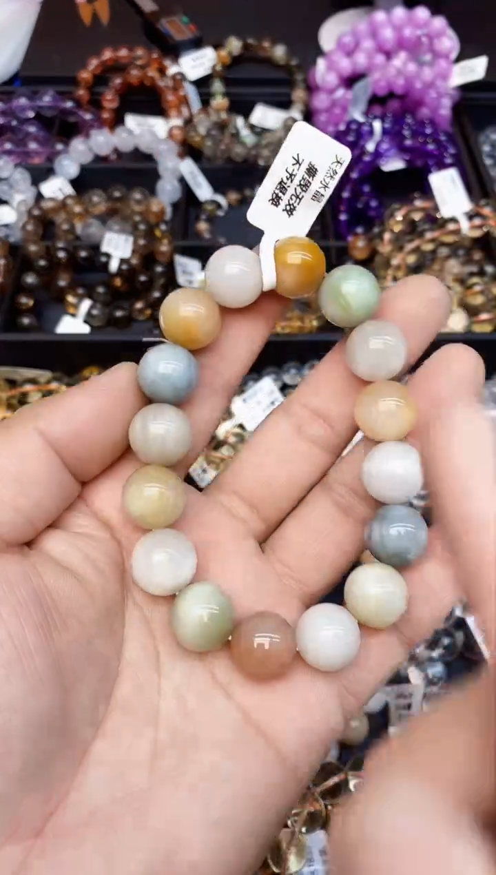 水晶手串未镶嵌45彩兔毛14mm+