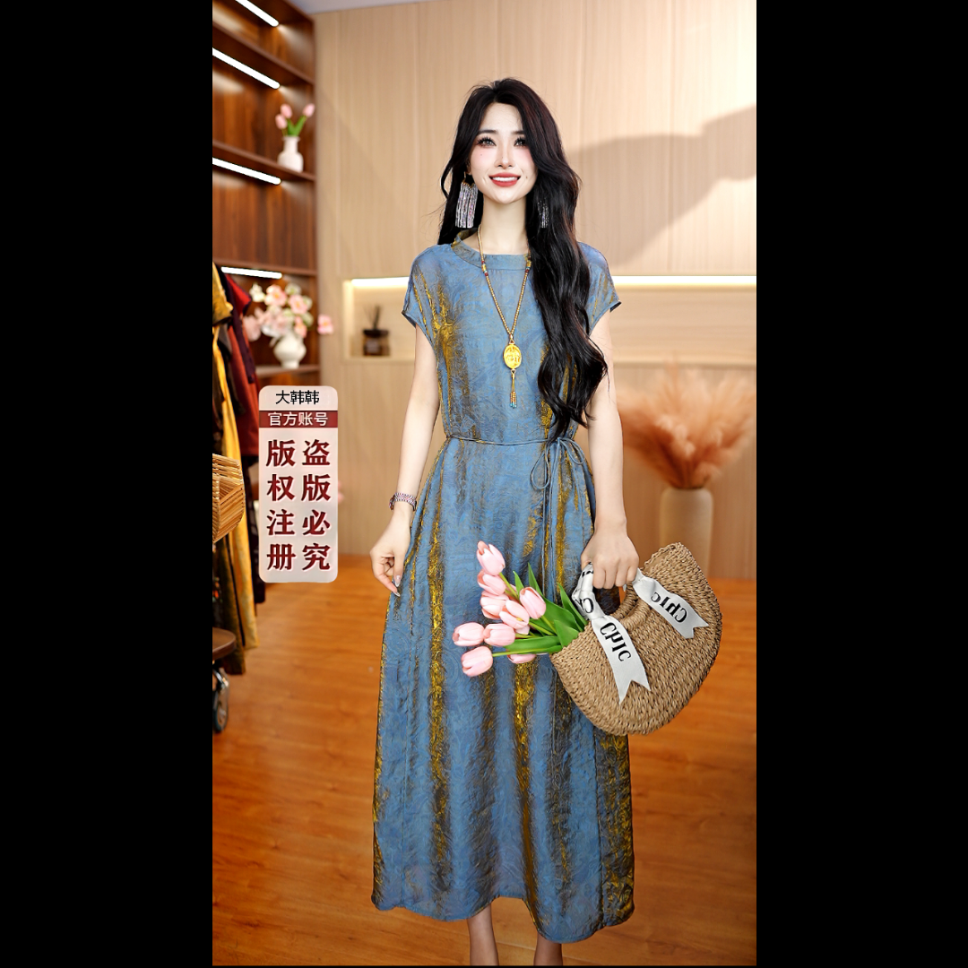 0779-20（蓝金）新款女士连衣裙