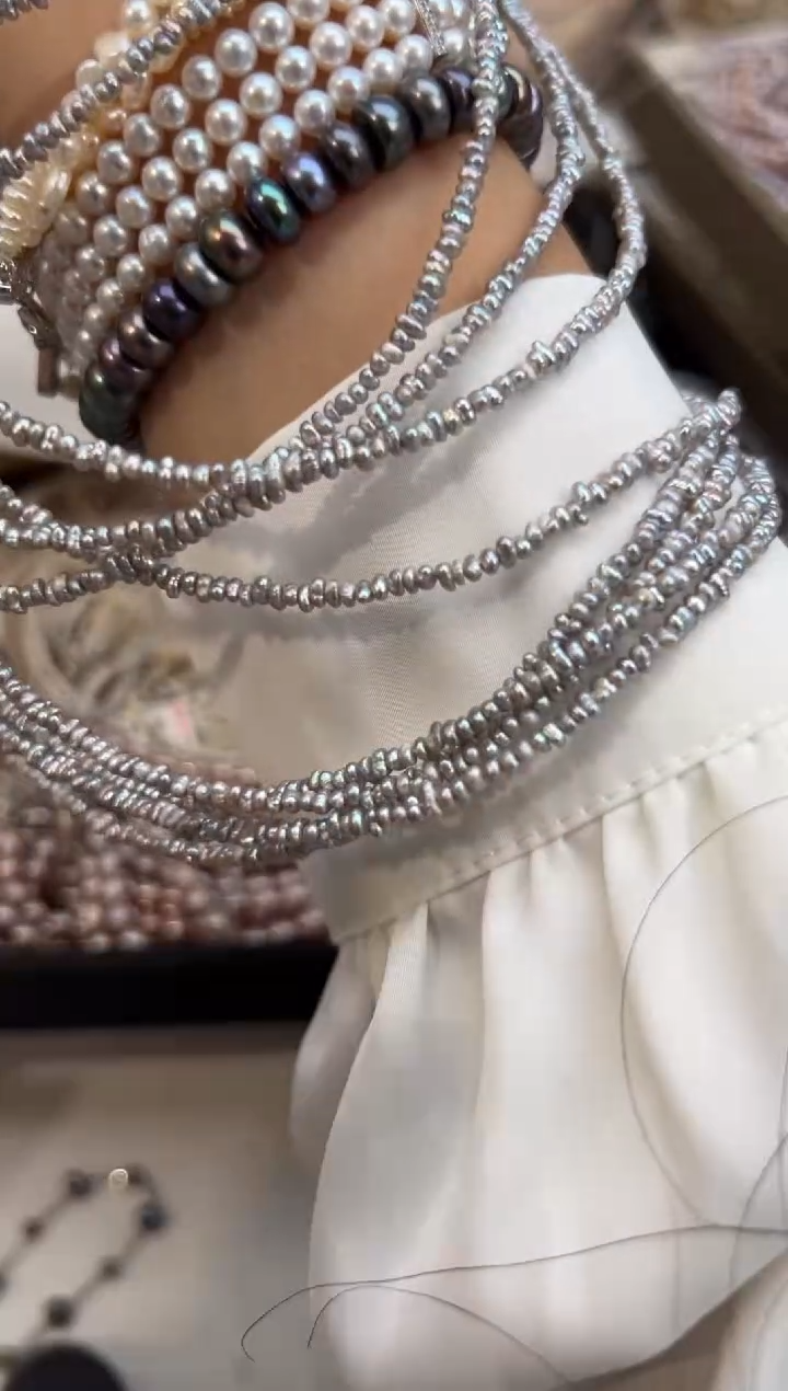 未镶嵌福利淡水珍珠野生无核*强光珍珠灰色3-4mm（多样性发一）项链