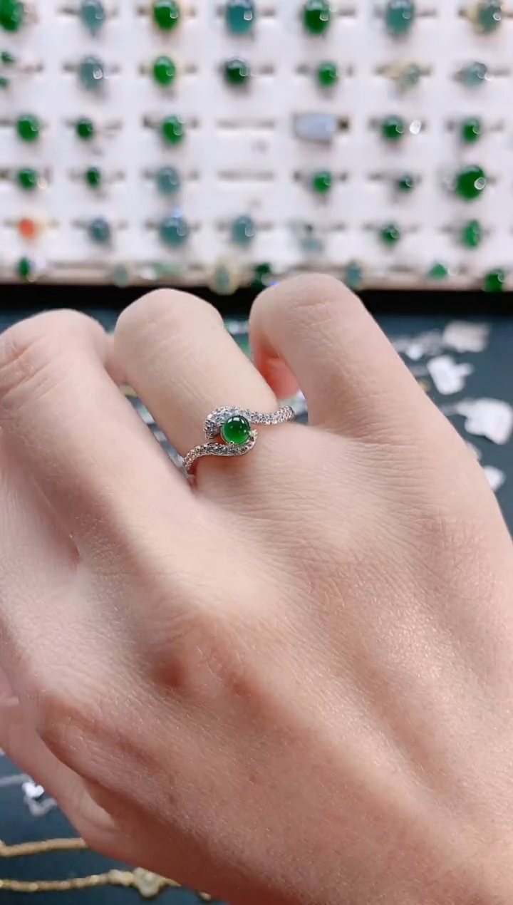 【闪购商品】翡翠戒指银S925镶嵌天然翡翠