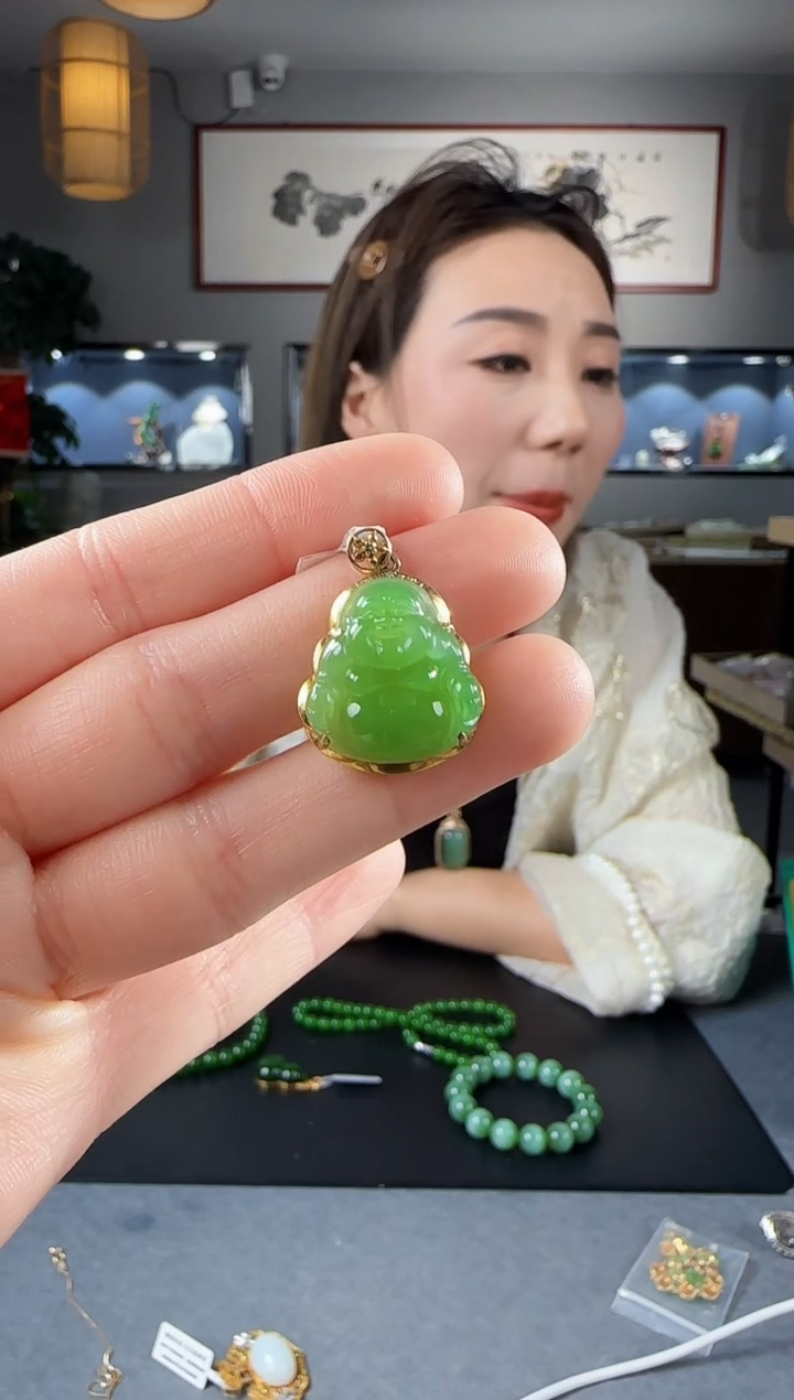 【闪购商品】和田玉吊坠(不含链)18K金镶嵌1