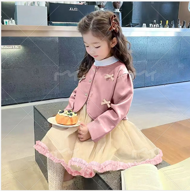 女童秋季女宝公主裙子2025连衣裙新款儿童长袖洋气真两件套装裙子