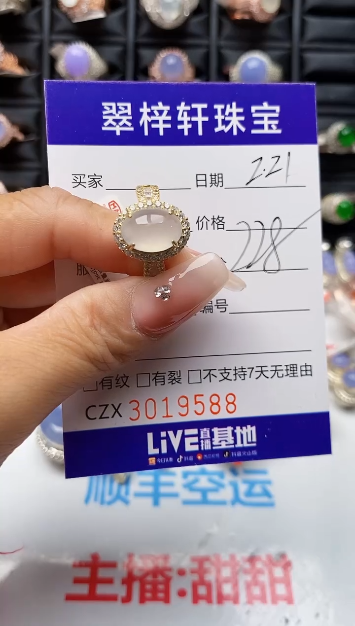 【闪购商品】翡翠戒指银S925镶嵌9588