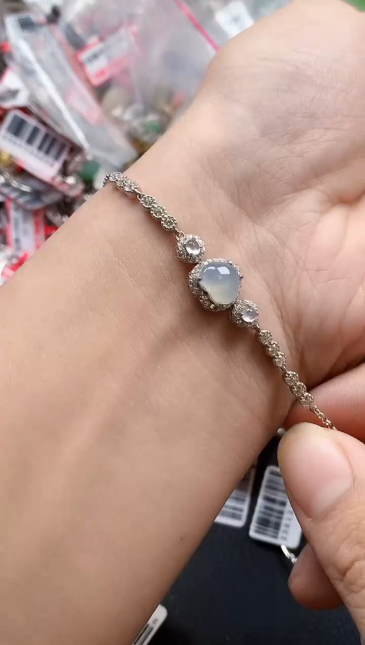 银S925镶嵌戒指翡翠天然A货缅甸翡翠