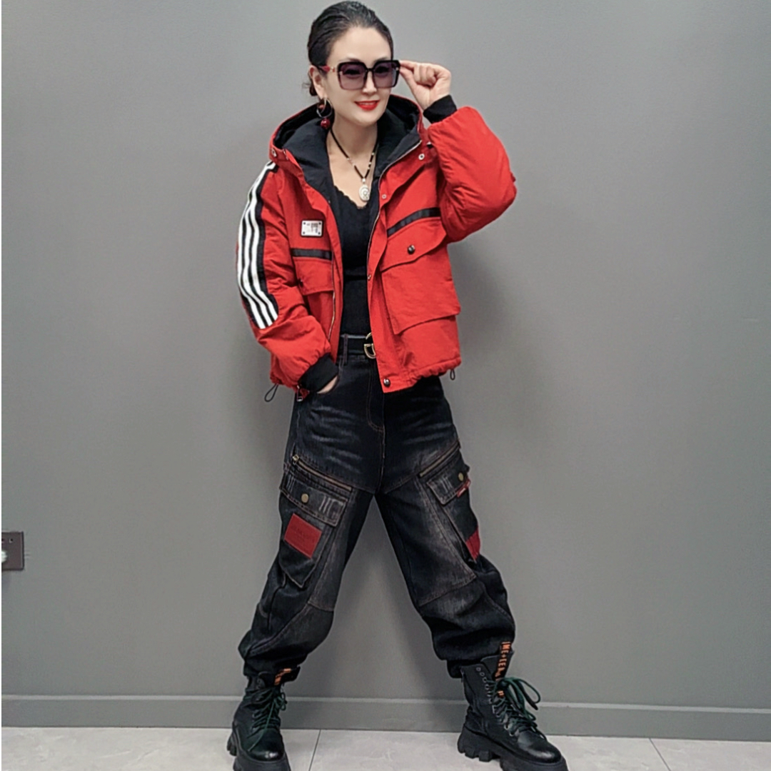 欧货新款时尚宽松洋气加厚棉服外套 83389