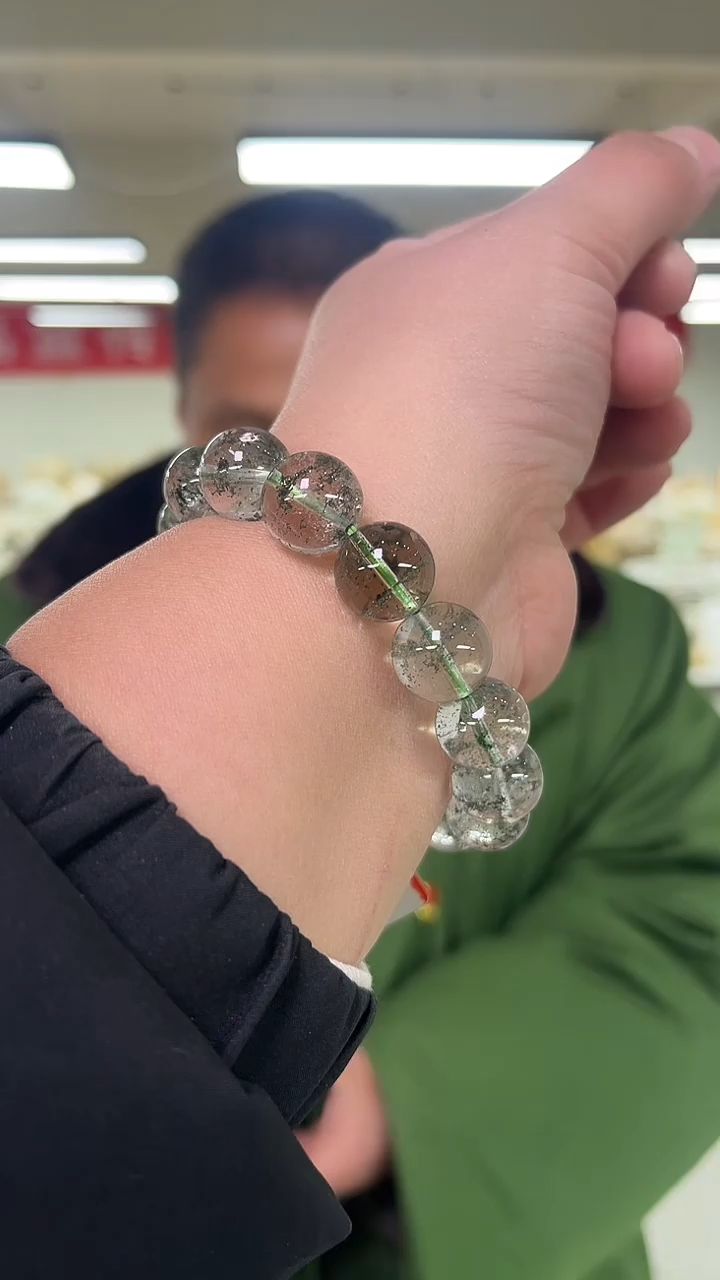 【闪购商品】绿水晶手链未镶嵌天然绿幽灵手串多样性发一13mm