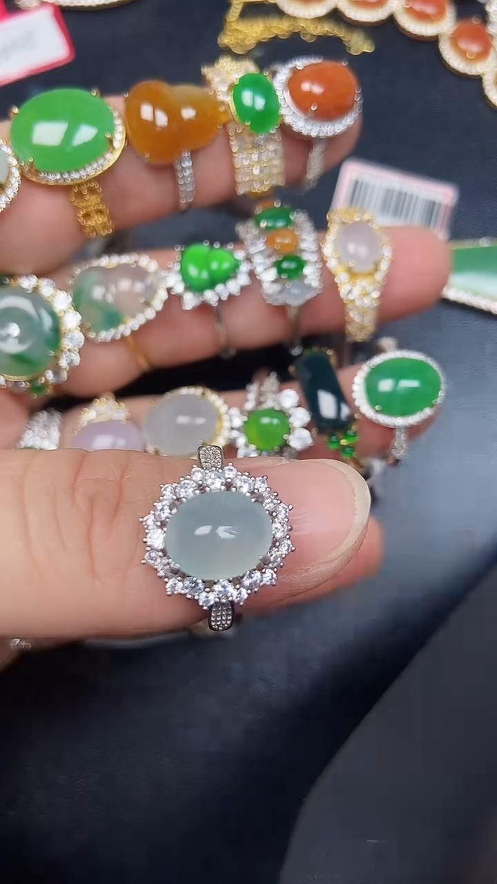 银S925镶嵌戒指翡翠3600