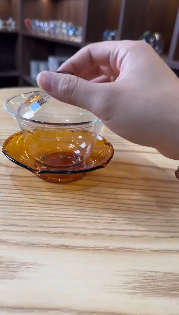 禾器 荷叶盖碗琥珀色