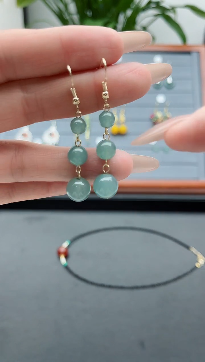 【闪购商品】玛瑙/玉髓耳饰银S925镀金镶嵌950