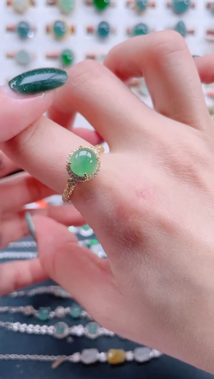 银S925镶嵌戒指翡翠天然翡翠