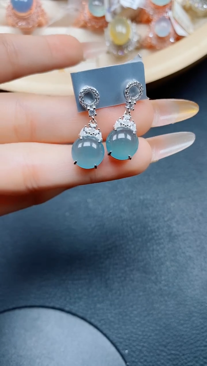 【闪购商品】翡翠耳饰银S925镶嵌翡翠