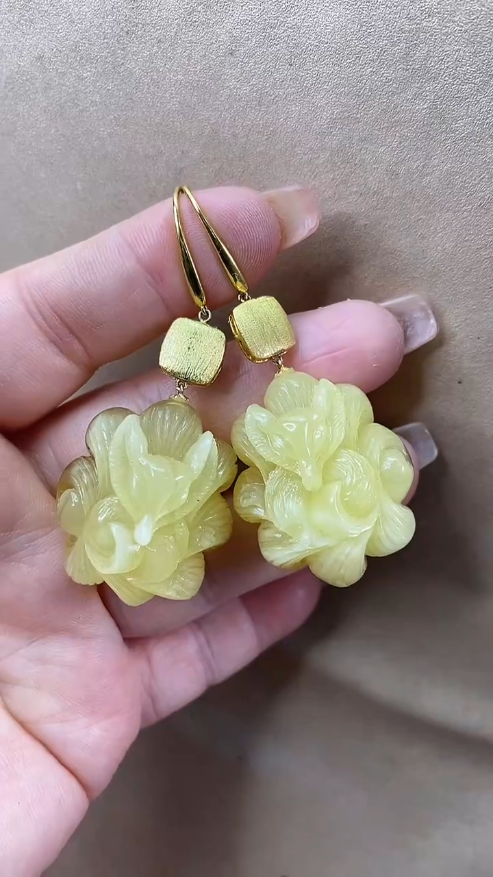 琥珀颈饰未镶嵌耳环