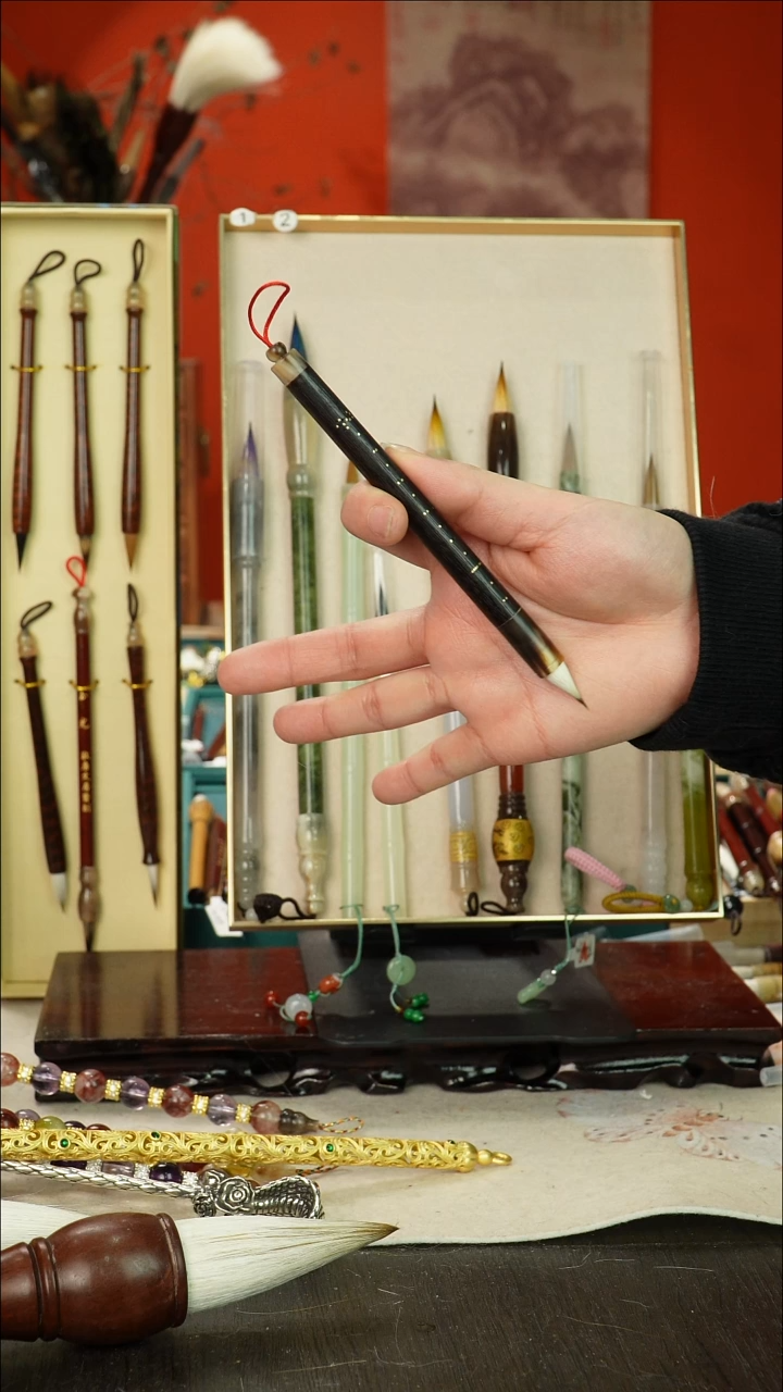 24号闪孤品高货毛笔链接 清水试笔 蘸墨不退