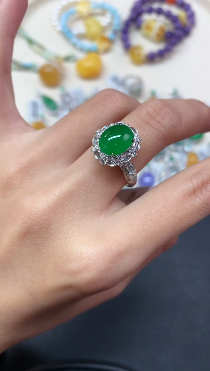 【闪购商品】翡翠戒指18K金镶嵌戒指A303|39800