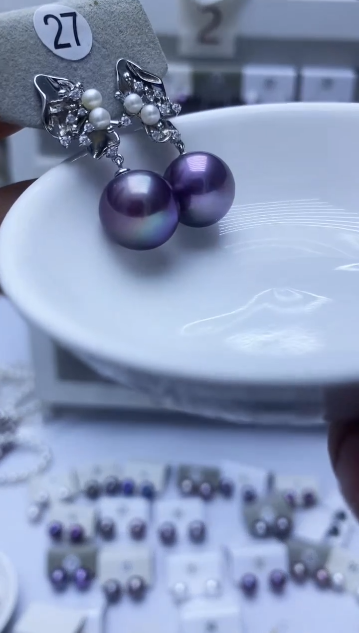 【闪购商品】淡水珍珠耳饰银S925镶嵌27