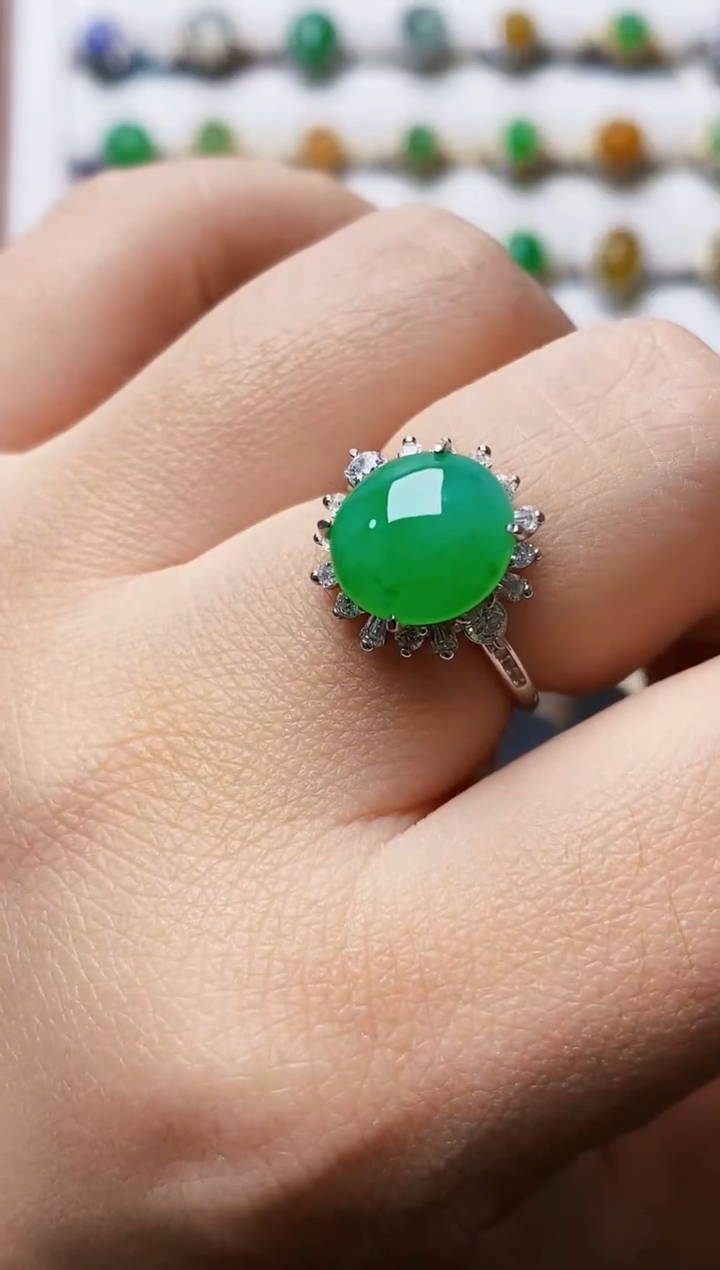 银S925镶嵌戒指翡翠4581