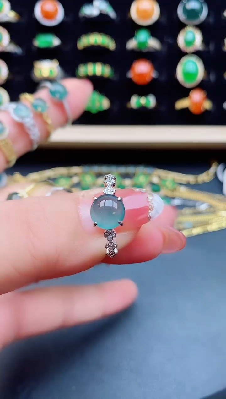 【闪购商品】翡翠戒指银S925镶嵌12121