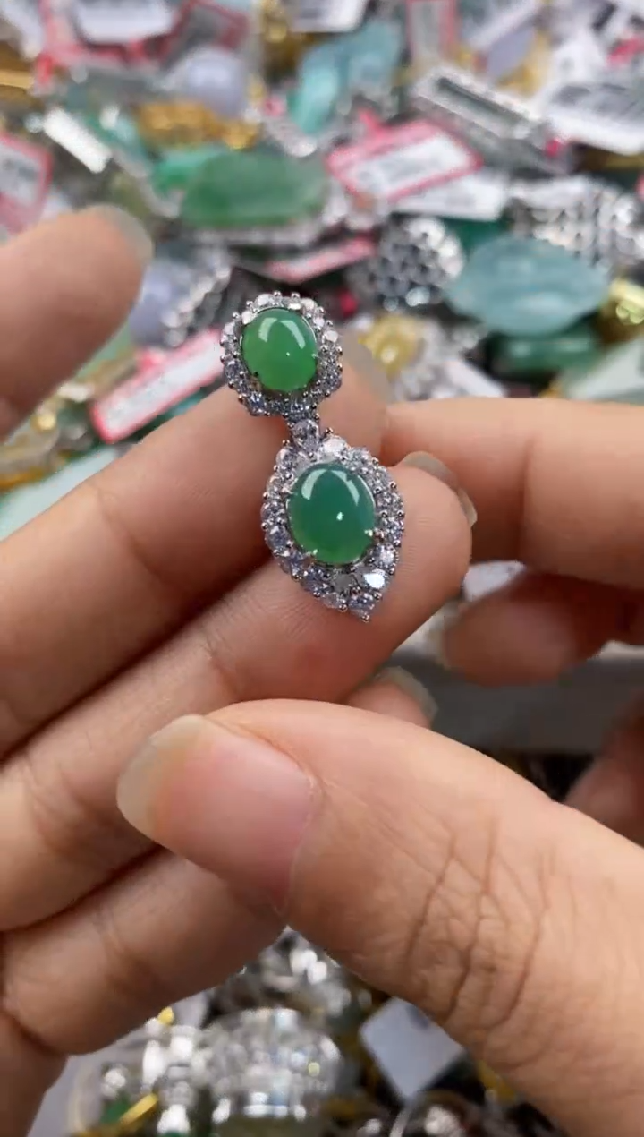 银S925镶嵌戒指翡翠222---10