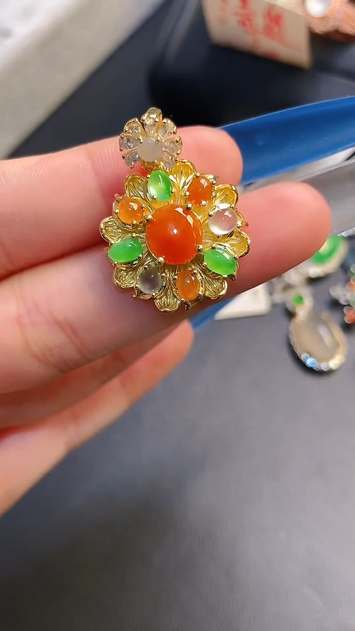 银S925镶嵌戒指翡翠天然