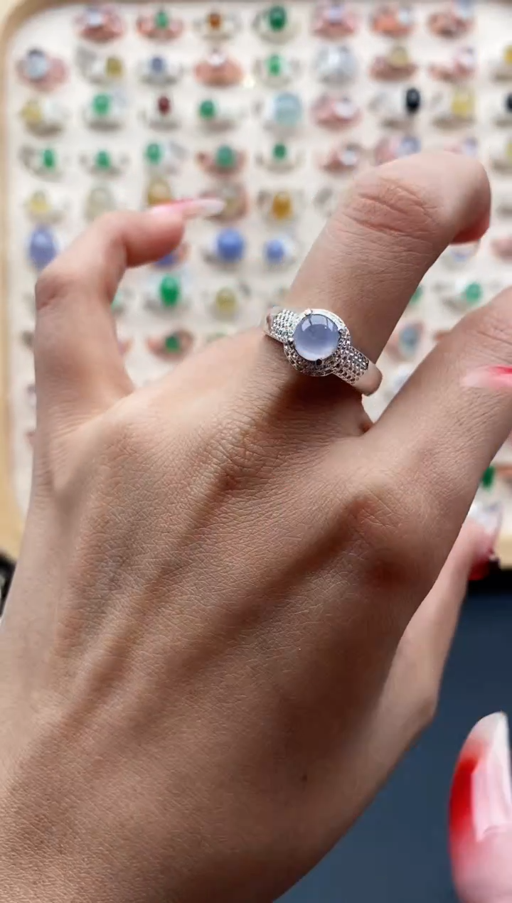 【闪购商品】翡翠戒指未镶嵌缅甸天然A货翡翠444  6-4