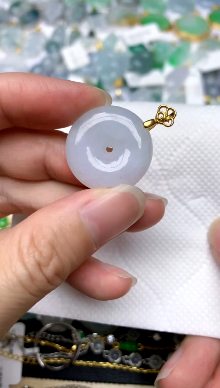 颈饰银S925镶嵌翡翠天然A货翡翠