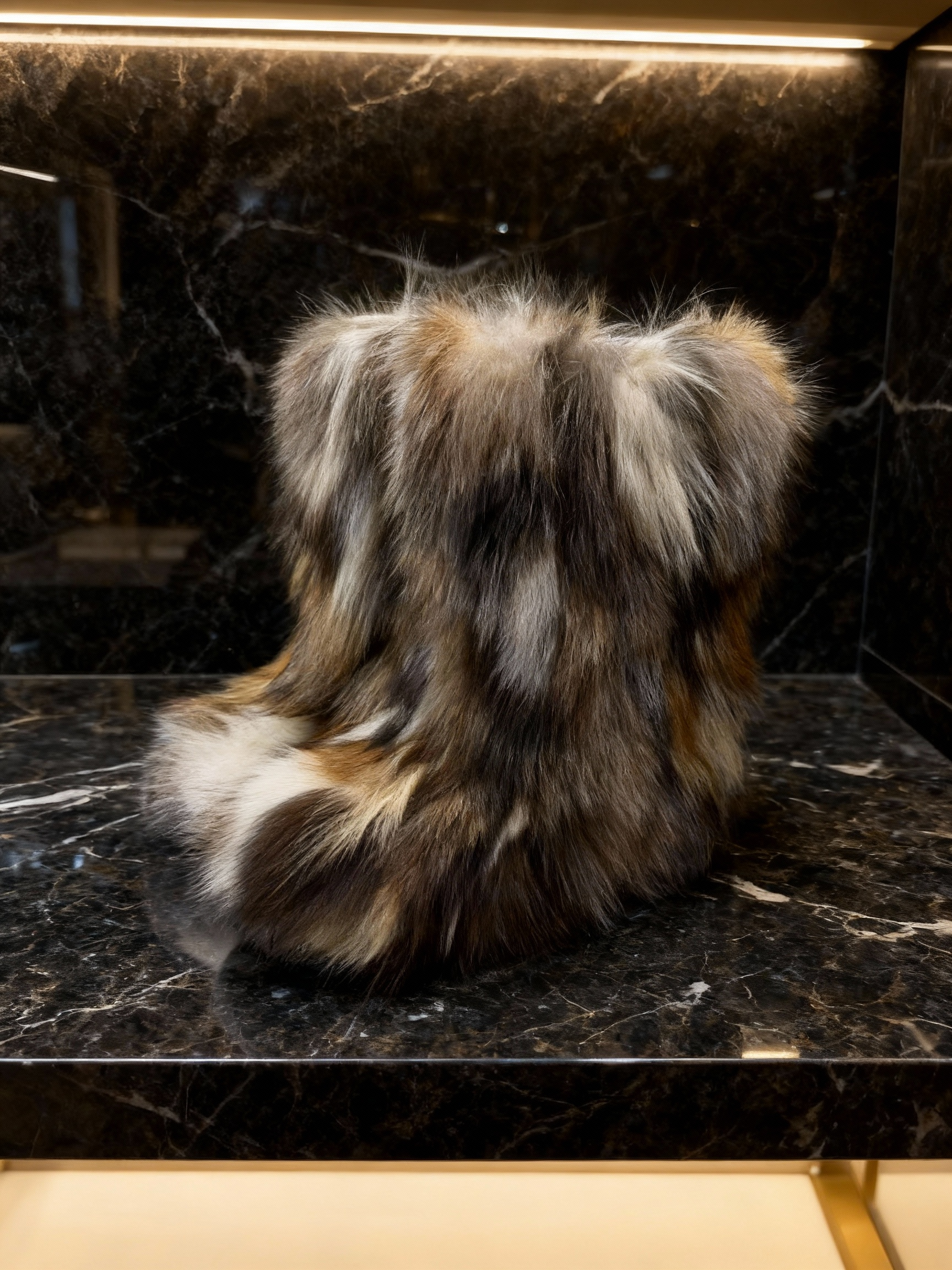 【10寸-40】时装靴时尚狐狸毛保暖长款皮毛一体百搭毛绒冬季女士