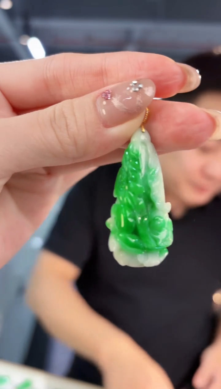 【闪购商品】翡翠颈饰18K金镶嵌缅料A货/支持复检/一件