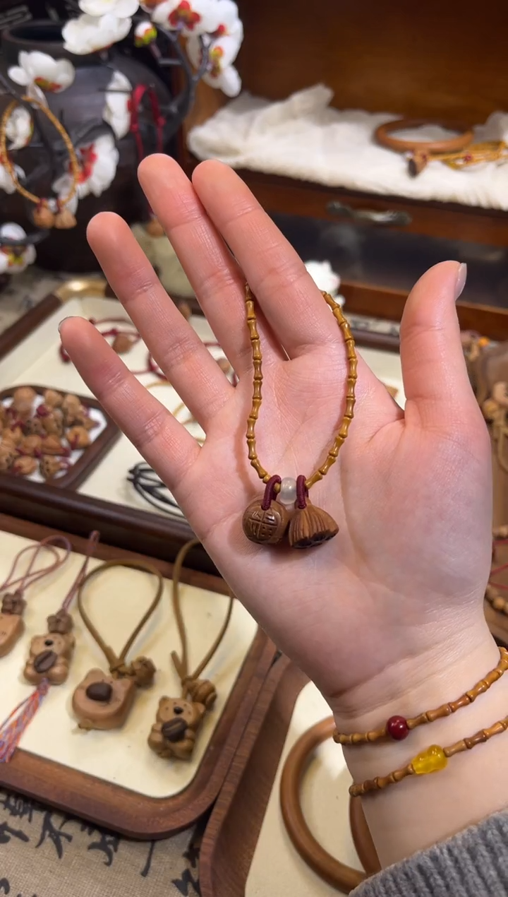 手串桃核【桃缘行】竹节「福气莲莲」桃核辟、挡、驱、护 备注手围