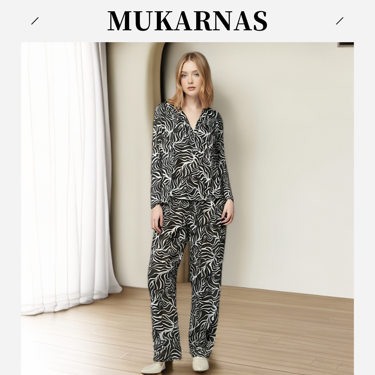 Modavista斑马纹墨绿色套装中袖