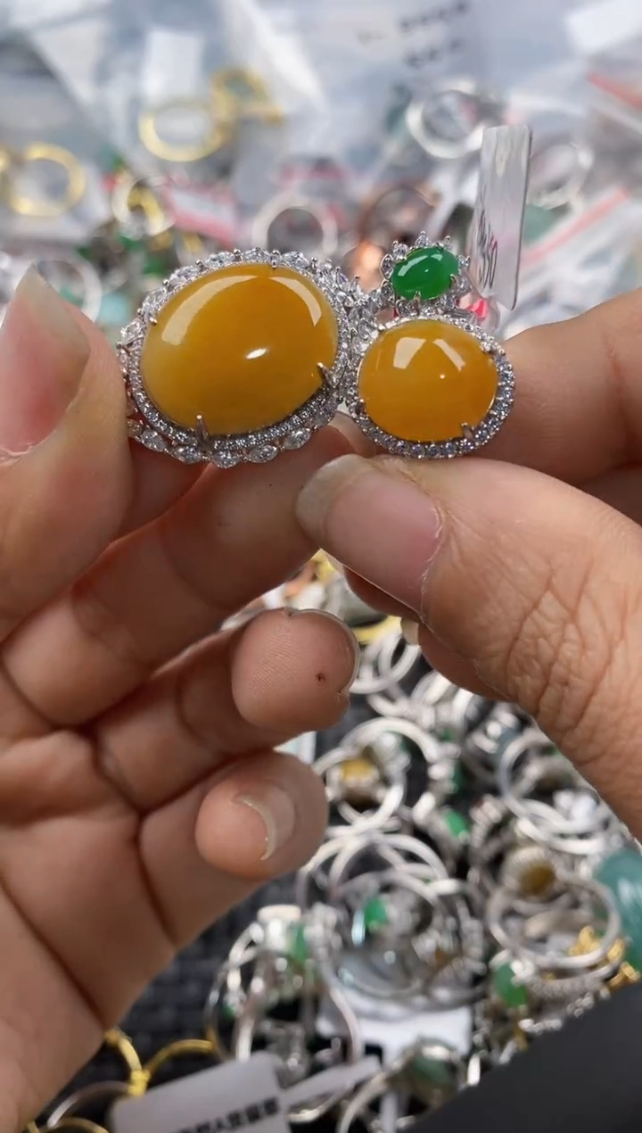 银S925镶嵌戒指翡翠999---1