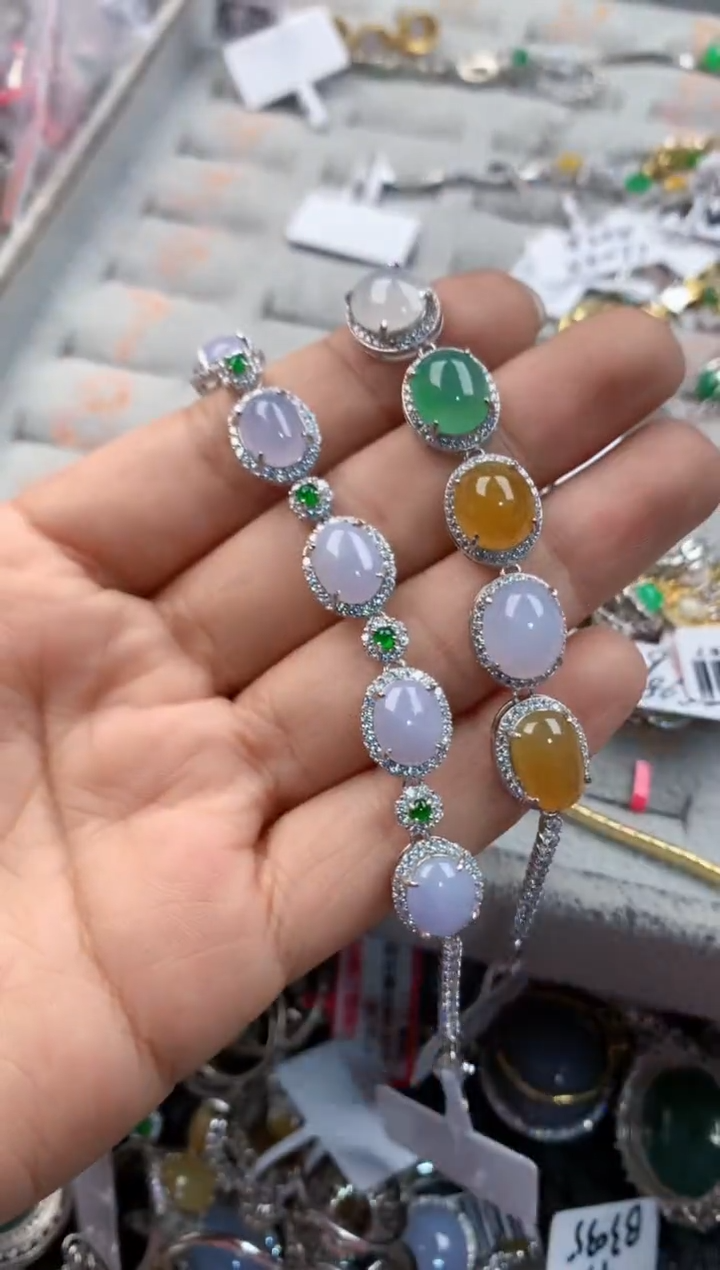 银S925镶嵌戒指翡翠4444----8