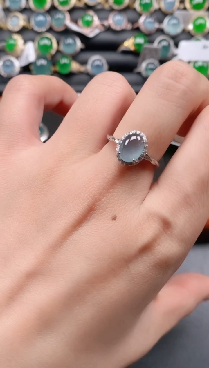 银S925镶嵌戒指翡翠11111111