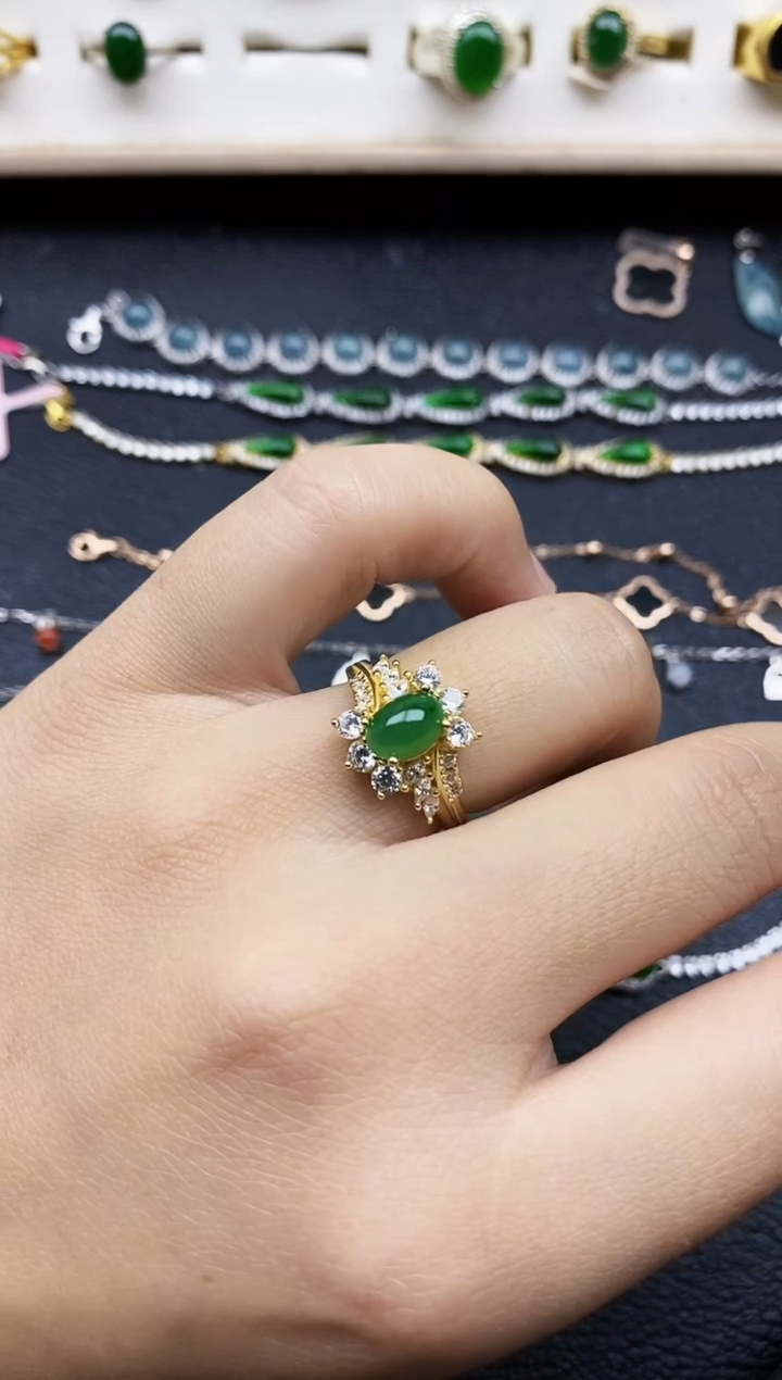 【闪购商品】翡翠戒指银S925镶嵌11111