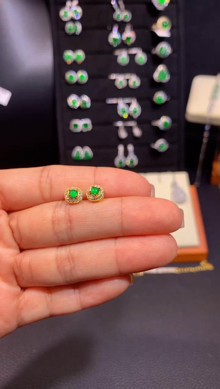 【闪购商品】翡翠耳饰银S925镶嵌多样性